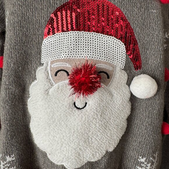 Karen Scott Gray Santa Claus Sweater Medium - Picture 3 of 11
